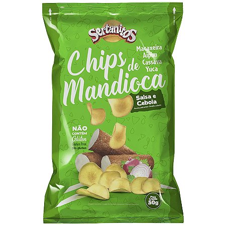 Chips de Mandioca Salsa e Cebola Sem Glúten Sertanitos 50g *Val.221224