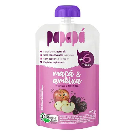 Papinha Orgânica Maça Ameixa Sem Glúten Papapá 100g *Val. 171024