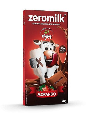 Barra de Chocolate 40% Cacau Sabor Morango SG, ZL e Veg ZeroMilk 20g *Val.250824