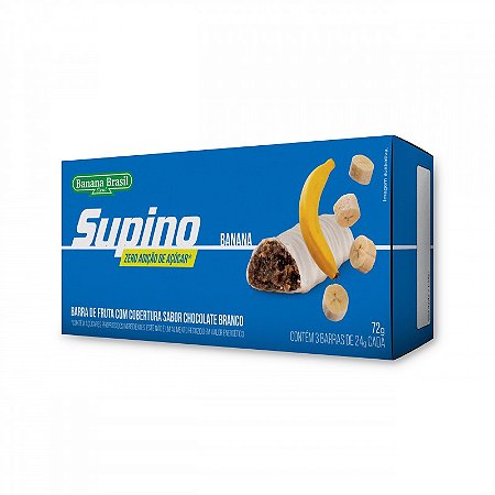Barra de Banana com Cobertura Chocolate Branco Zero Açúcar SG Supino Banana Brasil (Pack 3 un. de 24g) 72g *Val.261223