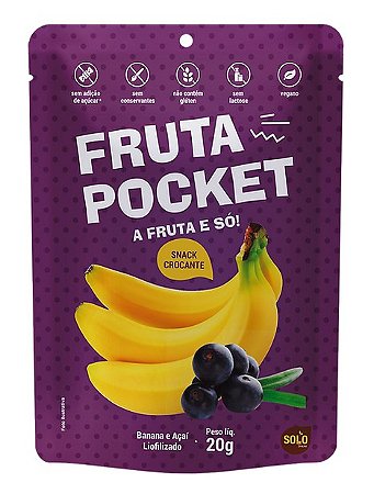 Fruta Pocket Açaí Banana Liofilizada SG Solo Snacks 20g *Val.310325