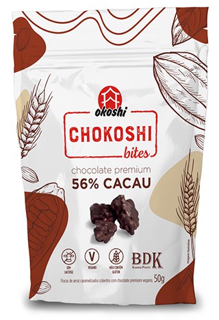 Bites Chocolate Premium 56% Cacau Sem Glúten Chokoshi Okoshi 50g *Val.140224
