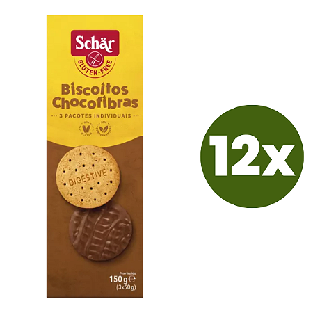 Kit 12 Biscoitos Chocofibras Sem Glúten Schär 150g *Val.200324