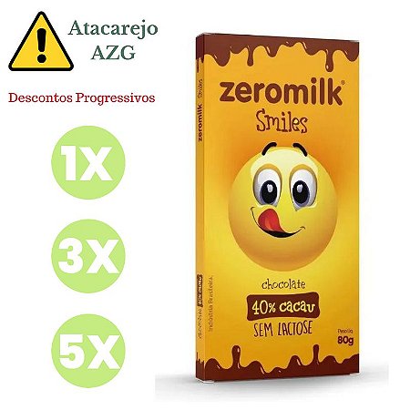 Barra de Chocolate Smile 40% Cacau SG, SL e Veg ZeroMilk 80g *Val.011224