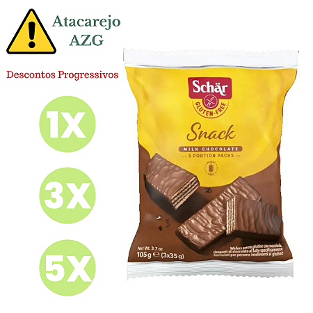 Biscoito Snack Tipo Wafer de Avelã Coberto com Chocolate Sem Glúten Schar 105G *Val.280524