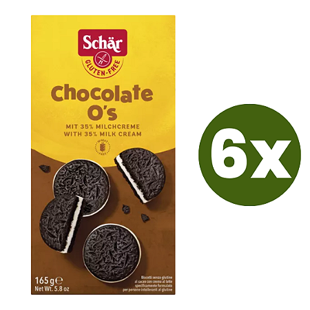 Kit 6 Biscoitos de Chocolate O's Sem Glúten Schär 165g *Val.270124