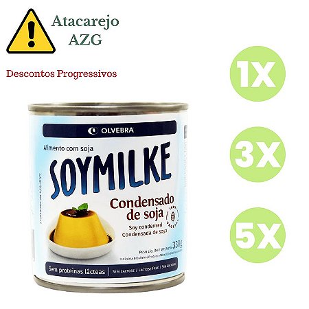 Leite de Soja Condensado Sem Glúten 100% Vegetal Soymilke Olvebra 330g *Val.100724