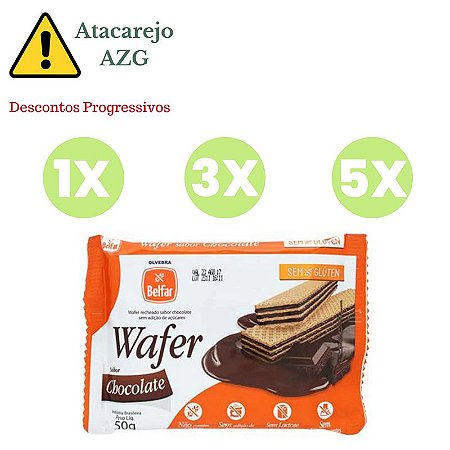 Wafer Recheado Sabor Chocolate SG e SL Belfar 50g *Val.311124