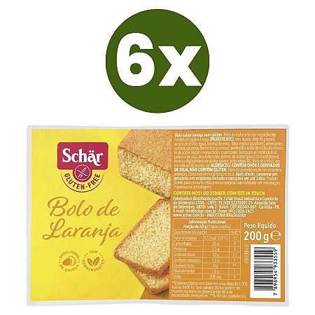 Kit 6 Bolos de Laranja Sem Glúten Schar 200gr *Val.260324