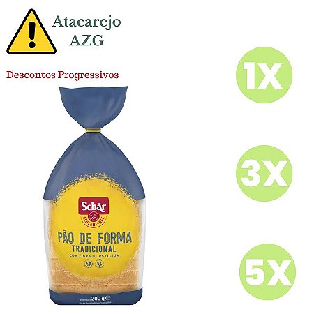 Pão de Forma Tradicional Sem Glúten Schar 200gr *Val.081124