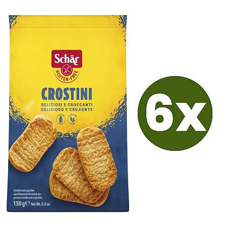 Kit 6 Torradas de Pão Crostini Sem Glúten Schar 150gr  *Val.290824