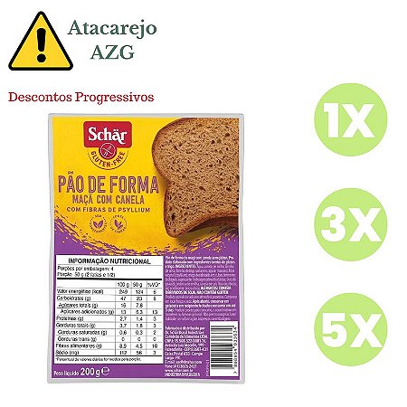 Pão de Forma Maçã com Canela Sem Glúten Schar 200g *Val.280924