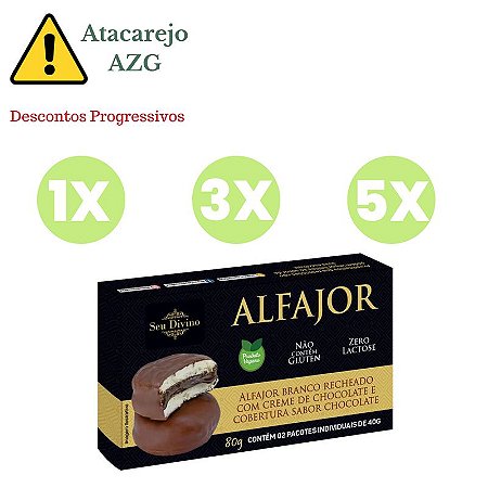 Alfajor Branco Recheado com Creme de Chocolate SG e Veg Seu Divino 80g *Val.040924