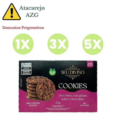 Cookies de Chocolate com Gotas de Chocolate Sem Glúten e Vegano Seu Divino 90g *Val.091224