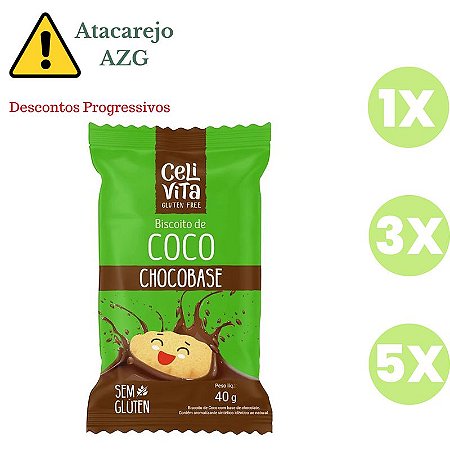 Biscoito de Coco com Chocobase Sem Glúten Celivita 40g *Val.180824