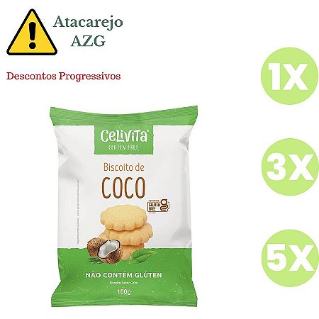 Biscoito de Coco Sem Glúten e Sem Lactose Celivita 100g *Val.151224