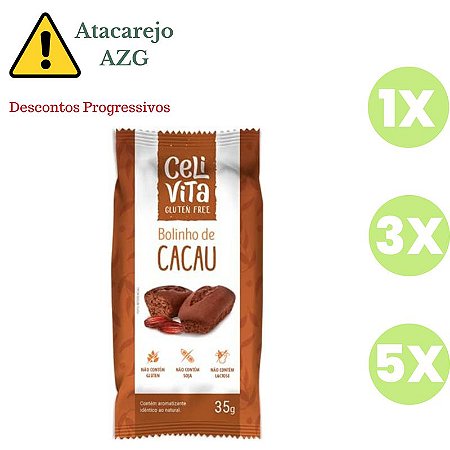 Bolinho de Cacau Sem Glúten  e Sem Lactose Celivita 35g *Val.311024