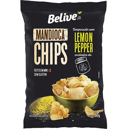 Chips de Mandioca sabor Lemon Pepper Sem Glúten Belive 50gr *Val.130824