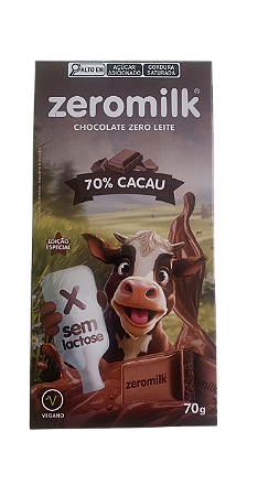 Barra de Chocolate 70% Cacau SG, ZL e Veg  ZeroMilk 70g *Val.130126