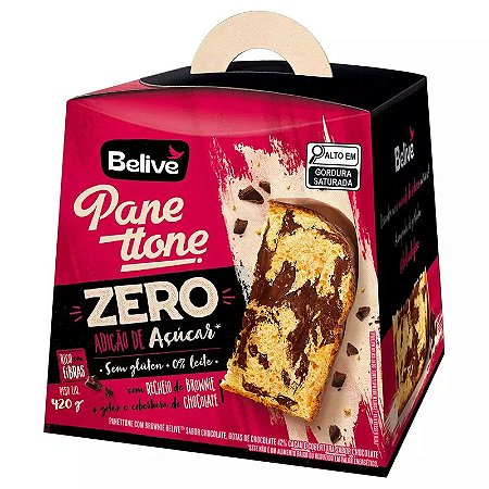 Panettone com Gotas de Chocolate Recheio Brownie SG SL Zero Açucar Belive 420g *Val.290126