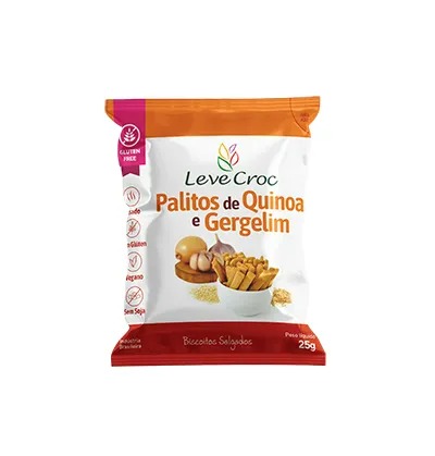 Palitos de Quinoa e Gergelim Sem glúten Sem Soja e Vegano Leve Croc 25g *Val 290626