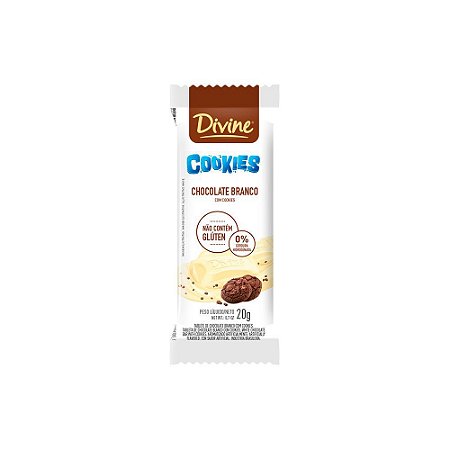 Barrinha Choc Branco com Cookies Sem Glúten Divine 20g *Val.030324