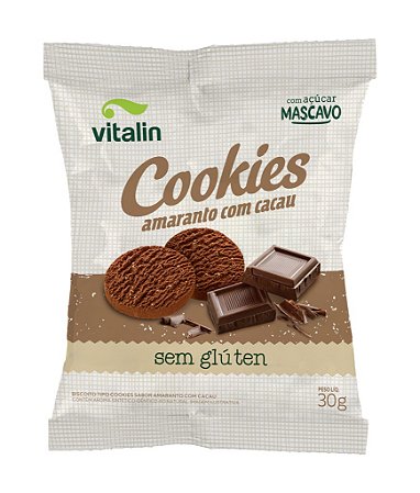 Cookies Amaranto com Cacau Integral Sem Glúten Vitalin 30g *Val.100225