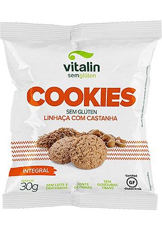 Cookies Linhaça Dourada com Castanha Integral Sem Glúten Vitalin 30g *Val. 050824