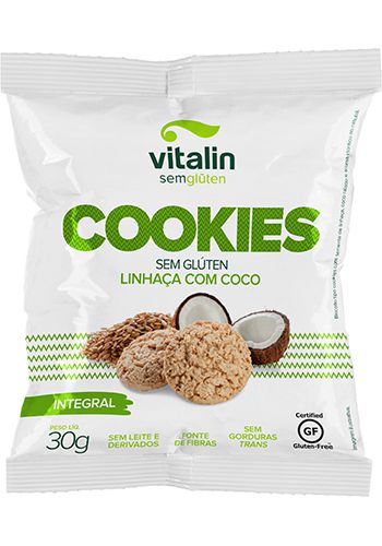 Cookies Linhaça Dourada com Coco Integral Sem Glúten Vitalin 30g *Val.180324