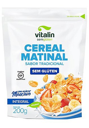 Cereal Matinal  c/ açúcar mascavo Tradicional Integral Sem Glúten e Vegano Vitalin 200g *Val.081224