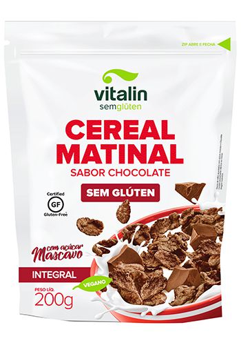 Cereal Matinal Sabor Chocolate Integral Sem Glúten e Vegano Vitalin 200g  *Val.081024
