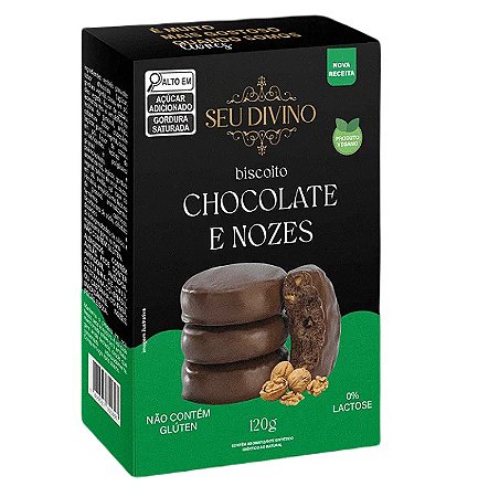 Biscoito Chocolate com Nozes Sem Glúten e Vegano Seu Divino 120g *Val.060324