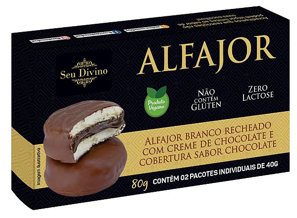 Alfajor Branco Recheado com Creme de Chocolate SG e Veg Seu Divino 80g *Val.040924