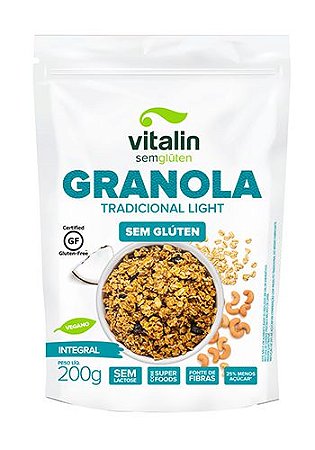 Granola Integral Tradicional Light Sem Glúten Vitalin 200g *Val.180524