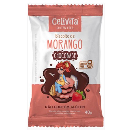 Biscoito de Morango com Chocobase Sem Glúten Celivita 40g *Val.190824