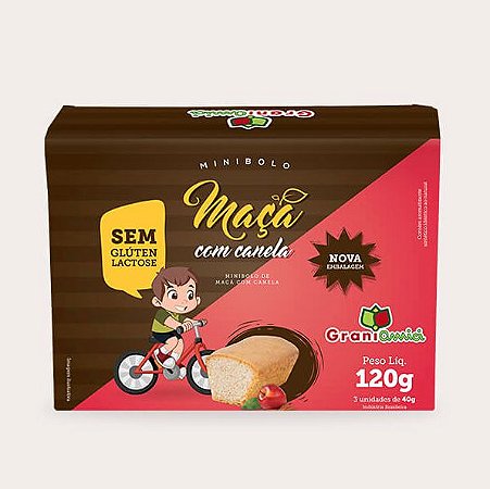 Mini Bolo de Maçã e Canela Cx c/3 Sem Glúten Grani Amici  120g *Val.080224