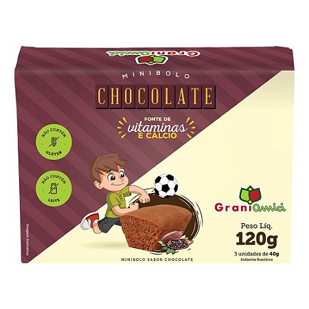 Mini Bolo de Chocolate Cx 3 Sem Glúten Grani Amici 120g *Val.270624