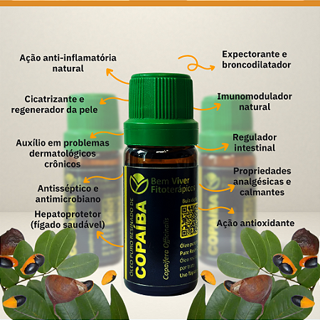 Óleo Puro Resinado de Copaíba 10ml