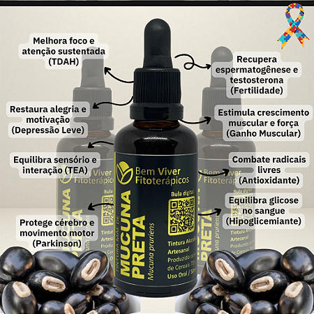Extrato/Tintura Mãe de Mucuna Preta (Mucuna pruriens) 50ml