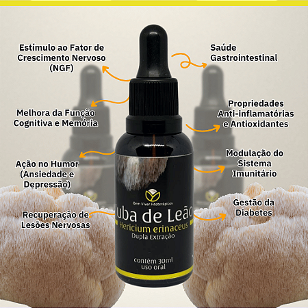 Extrato Premium de Juba de Leão (Hericium erinaceus) 30ml