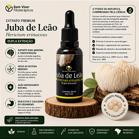 Extrato Premium de Juba de Leão (Hericium erinaceus) 30ml