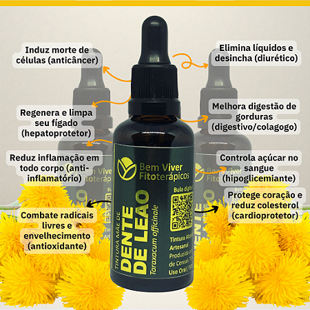 Extrato/Tintura Mãe de Dente de Leão (Taraxacum officinale) 50ml