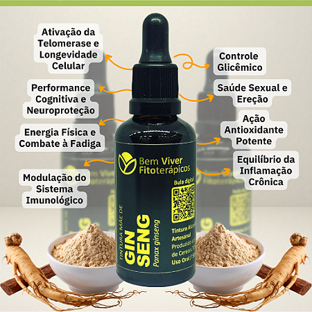 Extrato/Tintura Mãe de Ginseng (Panax ginseng) 50ml
