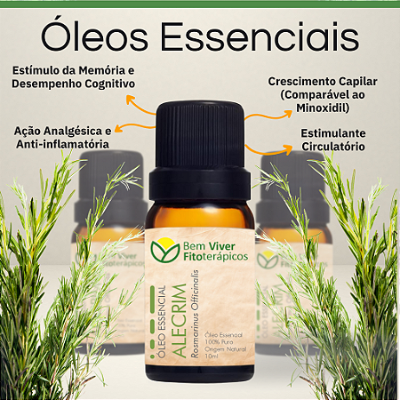 Óleo Essencial de Alecrim (Rosmarinus Officinalis) 10ml