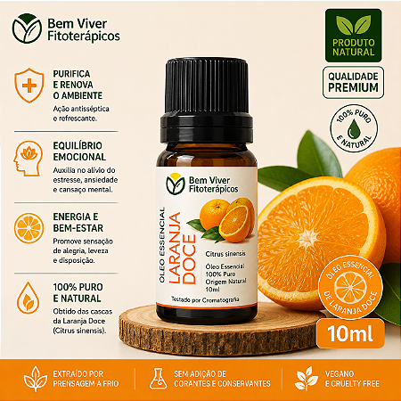 Óleo Essencial de Laranja Doce (Citrus Sinensis) 10ml