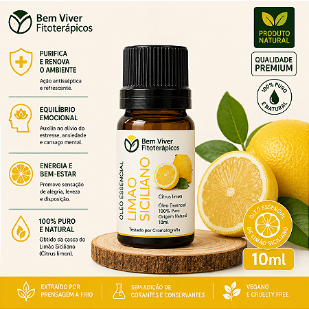 Óleo Essencial de Limão Siciliano (Citrus Limon) 10ml