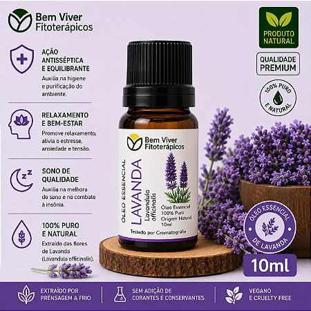 Óleo Essencial de Lavanda (Lavandula officinalis) 10ml