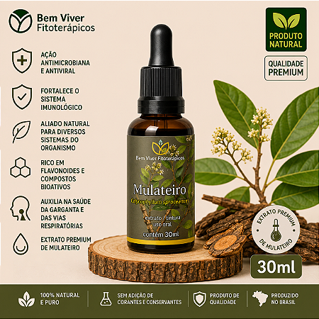 Extrato/Tintura Mãe de Mulateiro (Calycophyllum spruceanum 30ml