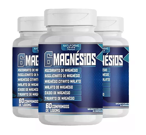 6 Magnésios Natuforme Premium 60 Comprimidos 1000 Mg