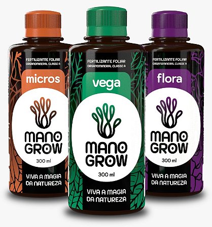 KIT Fertilizante Mano Grow 300ML - Vega + Flora  + Micro